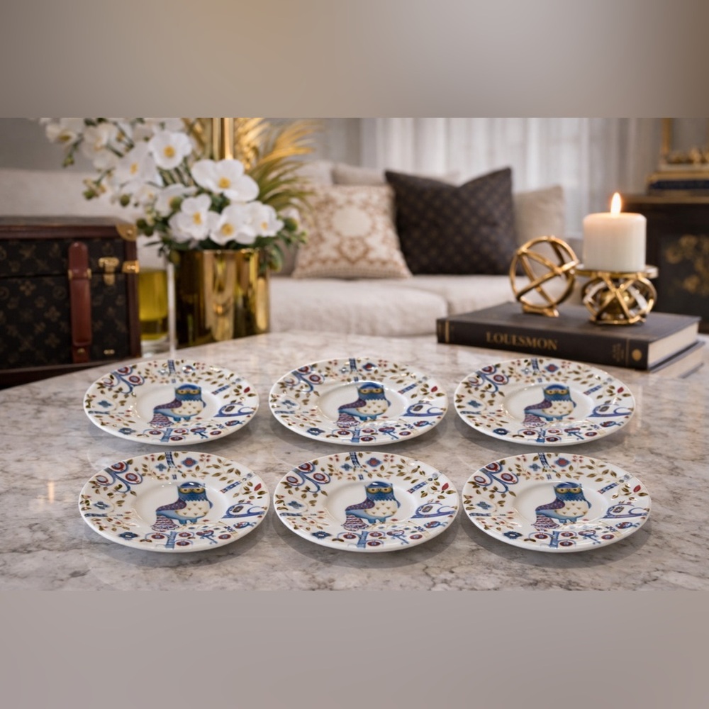 ✨NEW Iittala Taika Coffee/Cappuccino Saucers – Set of 6 (No Cups) | Owl Design✨
